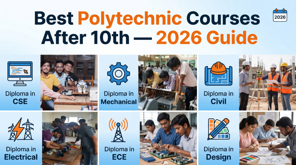 Best polytechnic courses after 10th in India 2026 - ranked diploma list with fees, salary, and admission guide