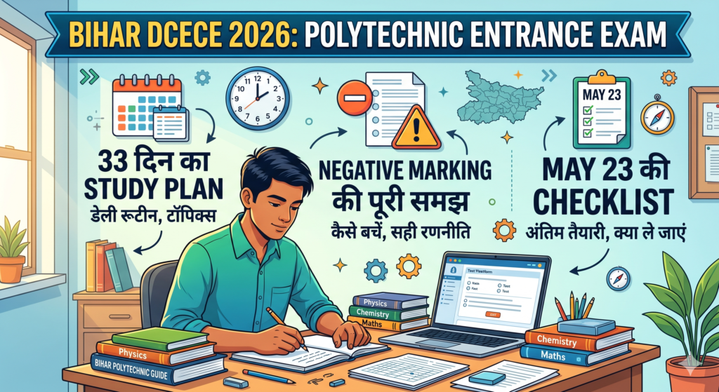 Bihar DCECE 2026: 33 दिन का Study Plan, Negative Marking की पूरी समझ और May 23 की Complete Checklist